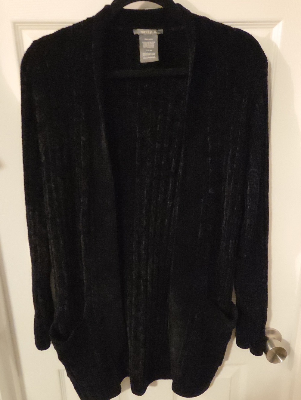 Matty M Black Plush Open-Front Cardigan Sweater